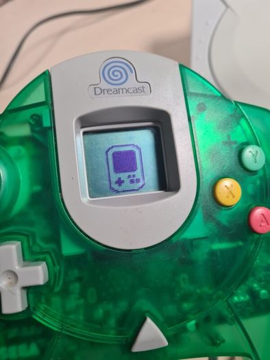 Sega Dreamcast Console With Green Controller Joypad Visual Memory Unit Vmu And Rumble Pack