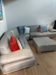 Natuzzi grey leather couch