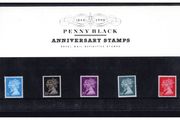 1990 Great Britain Penny Black Anniversary Stamps featuring portrait of Queen Victoria and Queen Elizabeth II Presentation Pack
