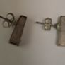 Vintage Silver earrings rectangular with crystals Image 6