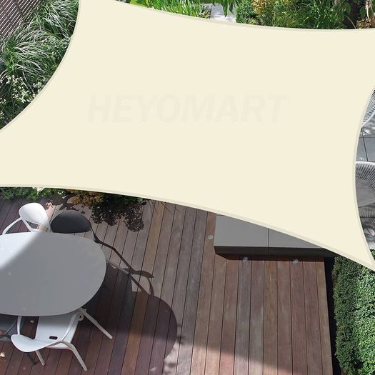 MULTIPLE SIZES/COLOURS AVAILABLE Sun Shade Sail 2m x 3m Rectangle Shade Sails Waterproof Outdoor Garden Patio Party Sunscreen Awning Canopy 98% UV Block With Free Rope, Cream White