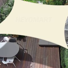 MULTIPLE SIZES/COLOURS AVAILABLE Sun Shade Sail 2m x 3m Rectangle Shade Sails Waterproof Outdoor Garden Patio Party Sunscreen Awning Canopy 98% UV Block With Free Rope, Cream White