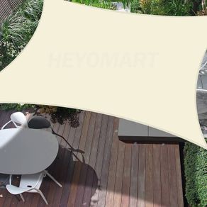 MULTIPLE SIZES/COLOURS AVAILABLE Sun Shade Sail 2m x 3m Rectangle Shade Sails Waterproof Outdoor Garden Patio Party Sunscreen Awning Canopy 98% UV Block With Free Rope, Cream White