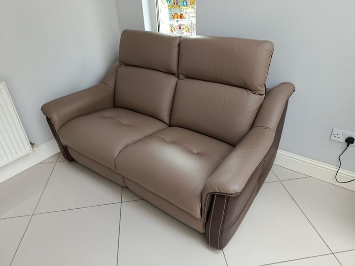 Sofa Brown Leather Italian Bardi Brand Recliner electric