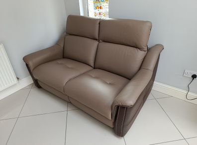 Sofa Brown Leather Italian Bardi Brand Recliner electric