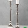 Large Chrome Pillar Candle Holders Image 2