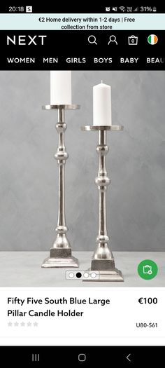 Large Chrome Pillar Candle Holders