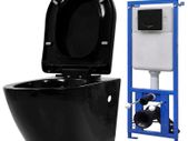 Wall Hung Toilet with Concealed Cistern Ceramic Black
