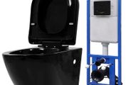 Wall Hung Toilet with Concealed Cistern Ceramic Black