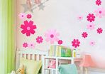 Pink Flowers Girls or Children's Room Nice Wall Stickers