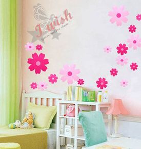 Pink Flowers Girls or Children's Room Nice Wall Stickers