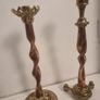 Two unusual gothic brass and copper candlesticks Image 3