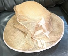 Yellow Wide Brim Natural Fibre & Feathers Statement Occasion Hat