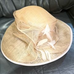 Yellow Wide Brim Natural Fibre & Feathers Statement Occasion Hat