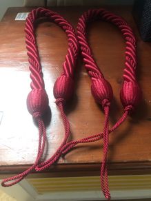 Red curtain tiebacks