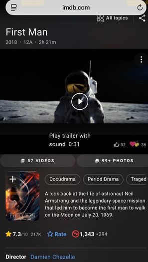 First Man [4K] [Blu-ray] UHD stars Ryan Gosling
