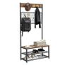 New Metal Coat Rack Hall Tree Stand Shoe and Bench Shelves 187 cm- FREE P&P Image 3