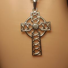 High Quality Sterling Silver Celtic Cross & Belcher Chain