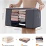 NEW SALE | 3 Pack 90L Clothes Storage Bags Large Storage Box with Lid Packing Boxes for Moving House with Reinforced Handle Thick Fabric Clear Window for Clothes Duvet Blankets Bedding, Grey Image 5