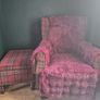 Large wingback chair and foot stool Image 2