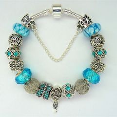 Blue Pandora Style Charm Bracelet
