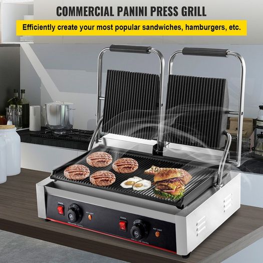 3600w Electric Twin Contact Grill Griddle Press Toaster Grilled Double ...