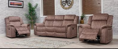 Gresham 3+2 or 3+1+1 Sand Fabric Recliner Sofa Set