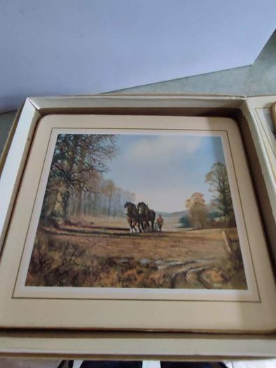 Clover Leaf Coasters Don Vaughan Landscapes England Boxed Set of 6 Vintage Cork Clover Leaf