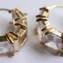 Vintage Gold Plated Huggie Hoop Earrings Cubic Zirconia Stones Image 3