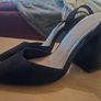 Black pointed block heel sling back shoes Image 3