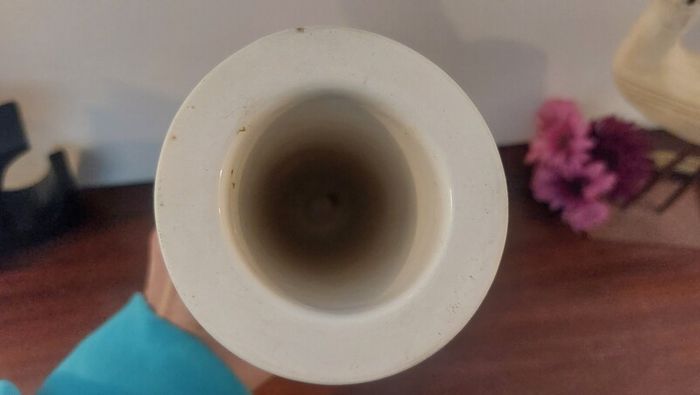 Fabulous Ceramic and Wood "TWO" Vase by the Danish Design Company Kristina Dam Studio, Copenhagen, Excellent Condition, Monochromatic Scandi Minimalism at its Best