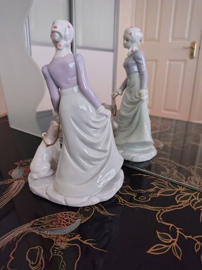 Vintage Figurine of Girl Walking Dog