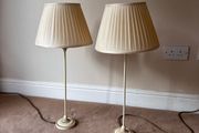 Pair of Cream Slim Buffet/Bedside Lamps