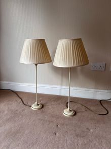 Pair of Cream Slim Buffet/Bedside Lamps