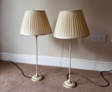 Pair of Cream Slim Buffet/Bedside Lamps