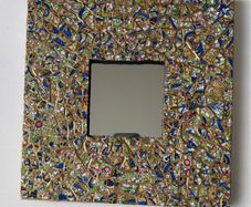 Handmade framed Mirror in Pique Assiette Mosaic