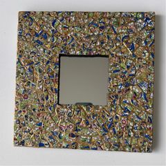 Handmade framed Mirror in Pique Assiette Mosaic