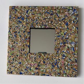 Handmade framed Mirror in Pique Assiette Mosaic