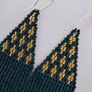 Dark Green beaded earrings, sterling silver hook Image 3