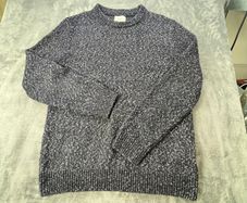 Curated Utility Stockholm Men's XL Navy Blue White Knitted Crew Neck Sweater