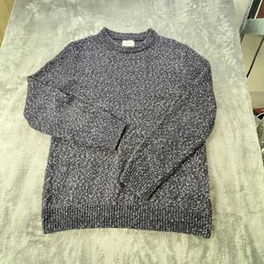 Curated Utility Stockholm Men's XL Navy Blue White Knitted Crew Neck Sweater