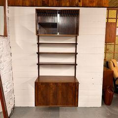 Kai Kristiansen Rosewood wall system with tambour cabinet Denmark 1960s