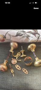 Vintage Brass Door Knobs, Door Stopper, Door and Blind Hook  Key Hoke cover - Misc Bundle