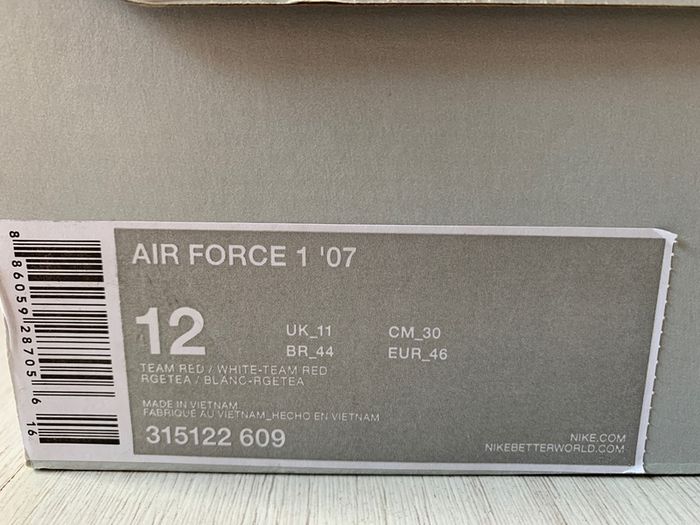 Nike Air Force 1 Team Red Deadstock Uk 11/ Us 12