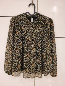 Black and Green Floral Blouse