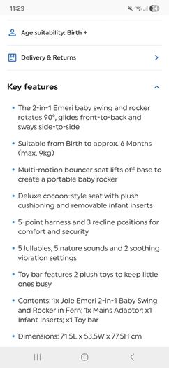 Joie 2-in1 baby swing and rocker