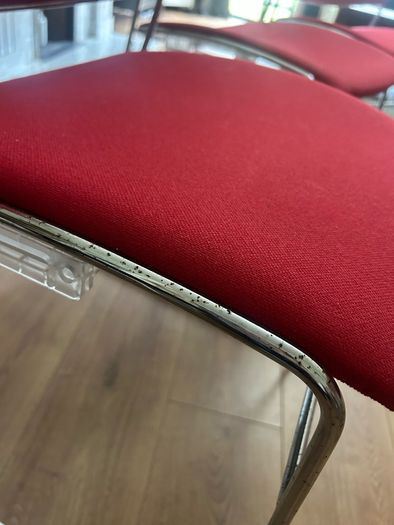 4 Casala Designer Red Upholstered Chairs with steel legs