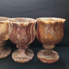 Set of four small onyx goblets