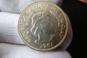 1961 Uruguay Silver 10 Pesos Coin