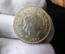 1961 Uruguay Silver 10 Pesos Coin